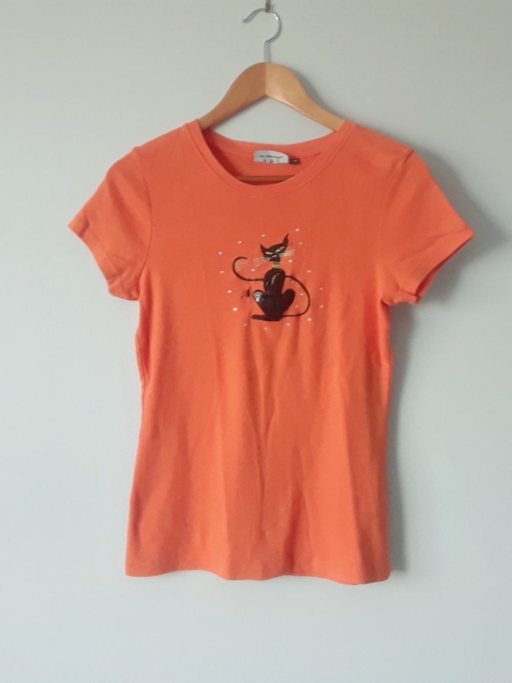 Vintage Y2K Black Cat Magic Top 100% Cotton Halloween
